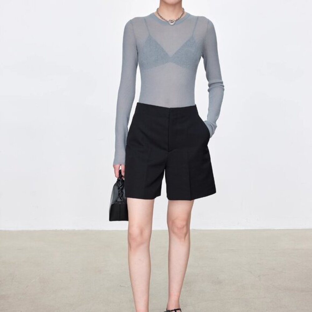 CHICJOC Premium Long-Staple Cotton Blouse Size 40 Grey